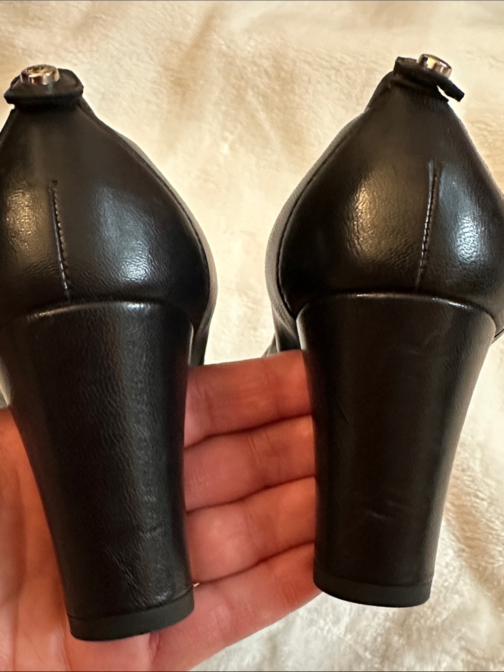 STUART WEITZMAN Leather Classic Ballet Pumps Block Heel Sz9.5 Made in Spain NWOT - Picture 11 of 17